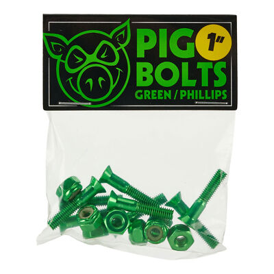 Pig Skateboard Mounting Hardware Phillips Green 1''