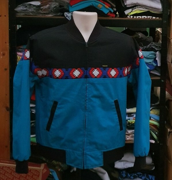 SS17 Supreme Trail jacket S small Teal small box logo Jacquard 