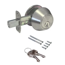 Satin Nickel Single Cylinder Deadbolt Privacy Door Lock With Instructions 2 Keys