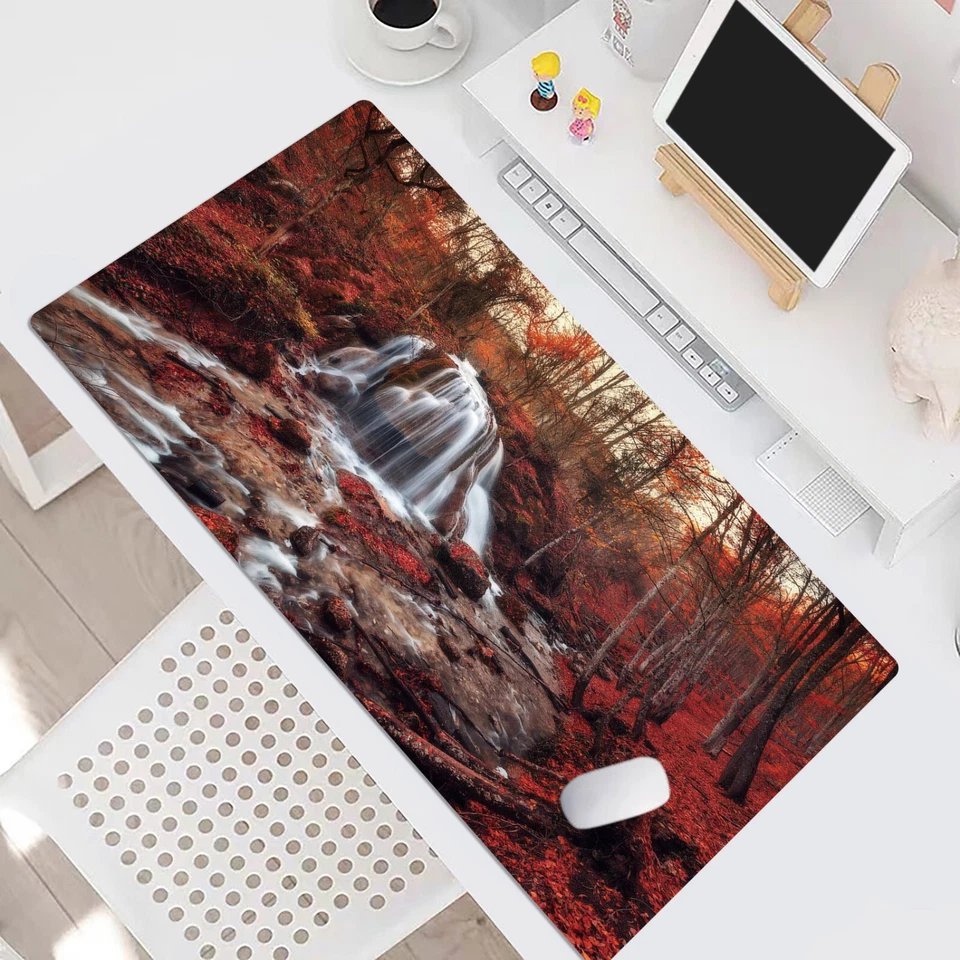 Fall Forest Mouse Pad Autumn Orange Desk Mat for Keyboard and Mouse Desk Pad - Image 4 of 4