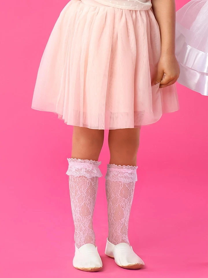 4 Пары маленькая девочка колена носки Kids кружева длинные носки сетки с бантом оборки... - Изображение 4 из 4