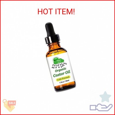 Nature Drop Organic Castor Oil,1 oz - 100% USDA Certified Pure Cold Pressed Hexa