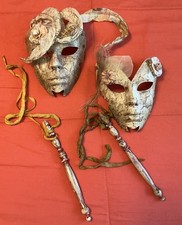 Lot Of 2 Ornate Venetian Style Masquerade Carnival Masks