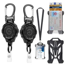 Badge Holder Retractable Clip - Heavy Duty Carabiner Badge Reel Keychain with...