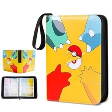 Card Binder 400 Card Capacity Yellow Zipper Album 50 Removable 4 Pocket Pages