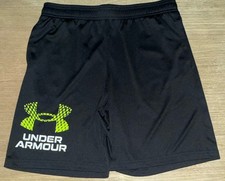 UNDER ARMOUR UA Tech Big Logo Shorts Boy  s XL Drawstring WORN ONCE Black Yellow
