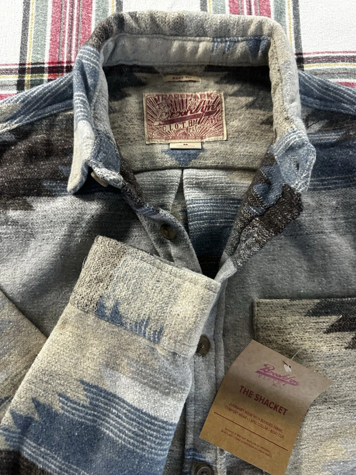 NWT Brooklyn Cloth Men’s Southwestern Aztec Shacket Heavy Flannel Jacket M image 1