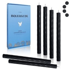 6 PCS Dripless Twisted Long Taper Candles Black Unscented Ribbed 10 Inch