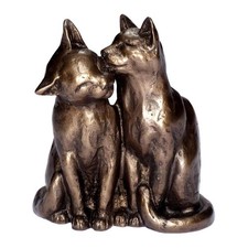 Two Friendly Cats Lick Bronze Sculpture Animal Cat statue Cold Cast Bronze Decor