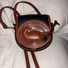 Vintage Dooney  Bourke All Weather Leather Duck Bag Crossbody Brown Blue 6  x 7  