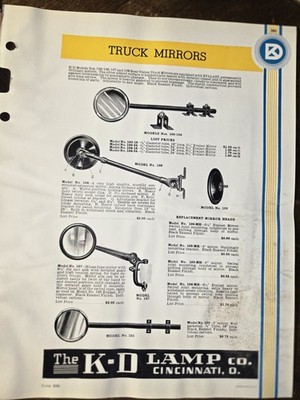 K-D LAMP CO. TRUCK MIRRORS AND ICC LIGHTING RULES FOR TRUCKS DEALER AD 