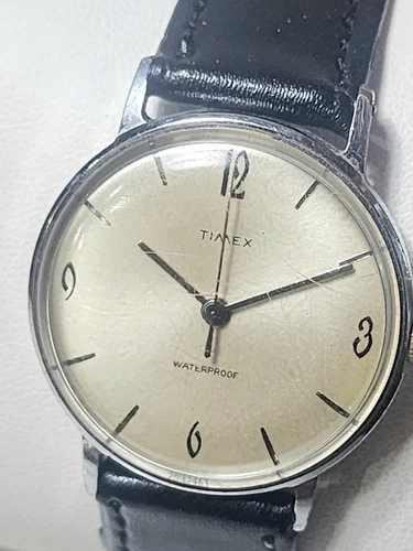 Vintage Marlin Mens 1963 Timex original Hand Wind watch Silver Tone serviced M24