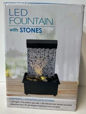 NEW in Box LED Fountain With All-Natural River Stones, LED Light (2) 1.5V  AA's