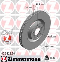 2X Bremsscheibe Coat Z Zimmermann 100.3326.20 FüR A4 Audi B7 1LJ B6 Avant 8ED