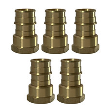 5 Pack XFITTING 3/4" Pex A x 1/2" Female NPT Expansion Adapter, Lead Free Brass