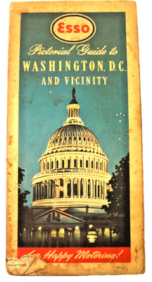 1947 ESSO Pictorial Guide to Washington D.C. & Vicinity Road Map 24.5'' x 25.5''