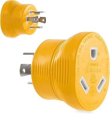 Camco 55338 PowerGrip 30 Amp 4-poliger Generatoradapter, gelb