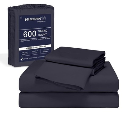 SGI bedding 80'' W x98 L 4Pc Texas King Sheet Set 100% Egyptian Cotton - 600 T...
