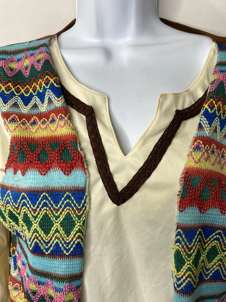 Camisa fantasia hippie vintage tamanho único serve para a maioria das festas de Halloween Groovy Trippy - Imagem 2 de 4