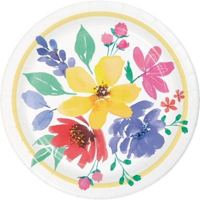 Fragrant Flowers 7-inch Plates Paper Premium Strength 8 Per Pack Tableware