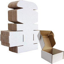 4X4X2 Inches Shipping Boxes Set of 25, White Corrugated Cardboard Box Literature