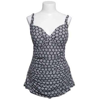 Merona, Badeanzug, Größe: L, Schwarz/Weiß, Elasthan/Polyamid/Polyester #wy6