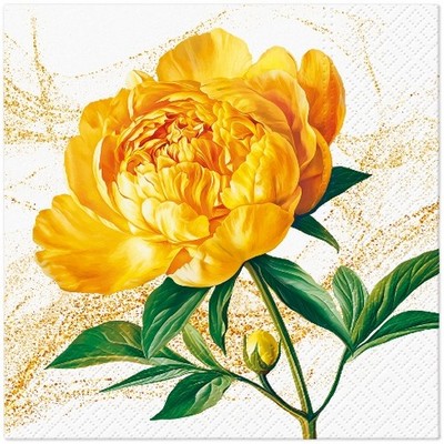 20 Servietten Peony Blossom Pfingstrose Blumen Frühjahr Garten gelb gold 33x33cm