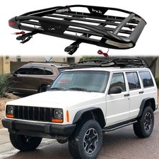 For Jeep Cherokee Xj 50x38 Roof Rack Crossbars Cargo Basket Carrier Wlight