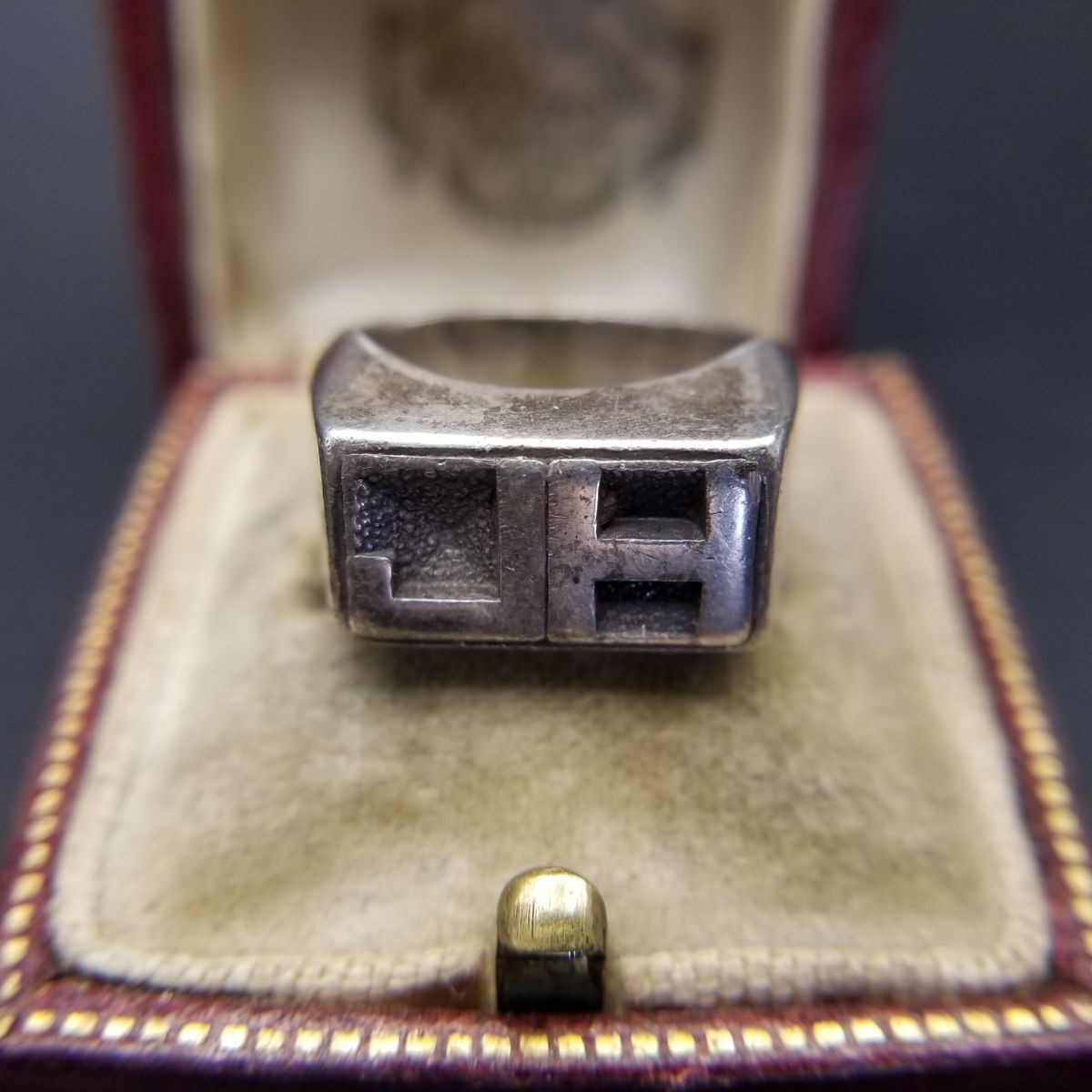 50's頃 VARGAS社製 イニシャルレター H スクエアシグネット ヴィンテ 50's Vargas Initial Letter JH 925 Silver Vintage Signet Ring