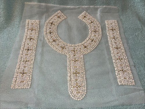 Vintage Faux Pearls & Rhinestones Dress Collar & Wrist Trim Hand Made LOC Z8