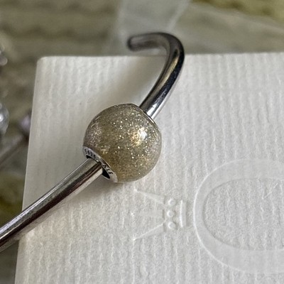 Original Pandora Sterling Silber Charm Silber Glitzer Kugel Retired