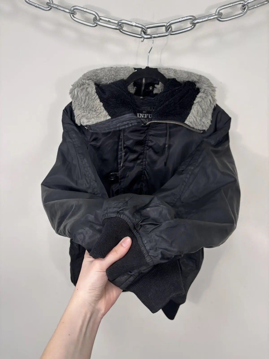 Vintage Sinful Y2K Black N-2B Flight Bomber Jacket Military Fur