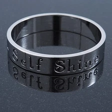 Solid Rhodium Plated 'Let Your Inner - Self Shine' Slip-On Bangle - 19cm L