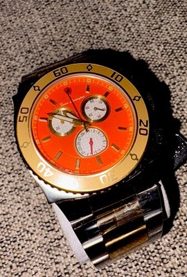 Tonino Lamborghini Collectors Mens Watch Gold Bezel, Orange Face