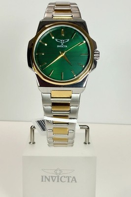 69972 Invicta Specialty I Mens 45mm Two Tone Gold Silver Green Dial Watch