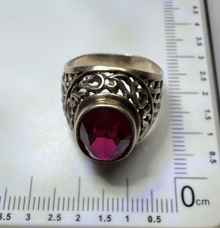 Vintage Original Soviet Solid Silver 875 Ring Rub… - image 6