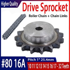Roller Chain Drive Sprocket 1" 16A 10T-32T Pitch 25.4mm Roller Chain+Chain Links