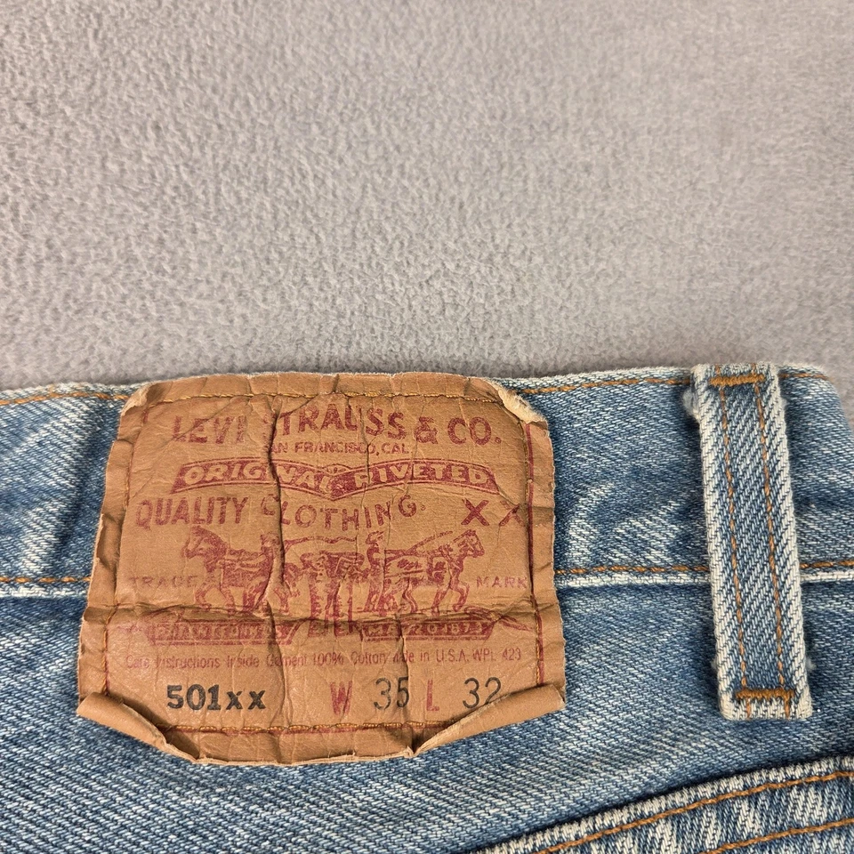 Vintage Levis 501 Jeans Mens 30x28 0000 Raw Denim Made in USA 90s Tag 35x32 - Image 4 of 4