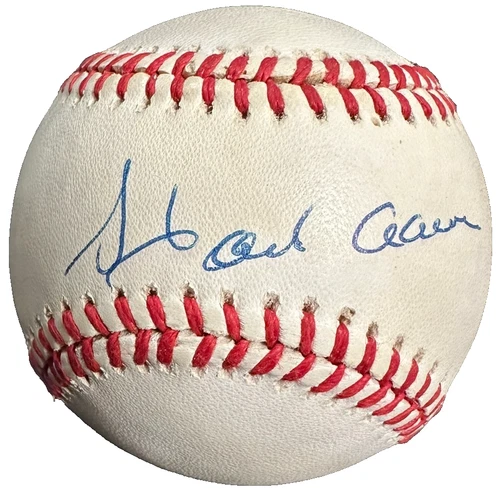 Hank Aaron Autographed Official National League Baseball BAS Braves