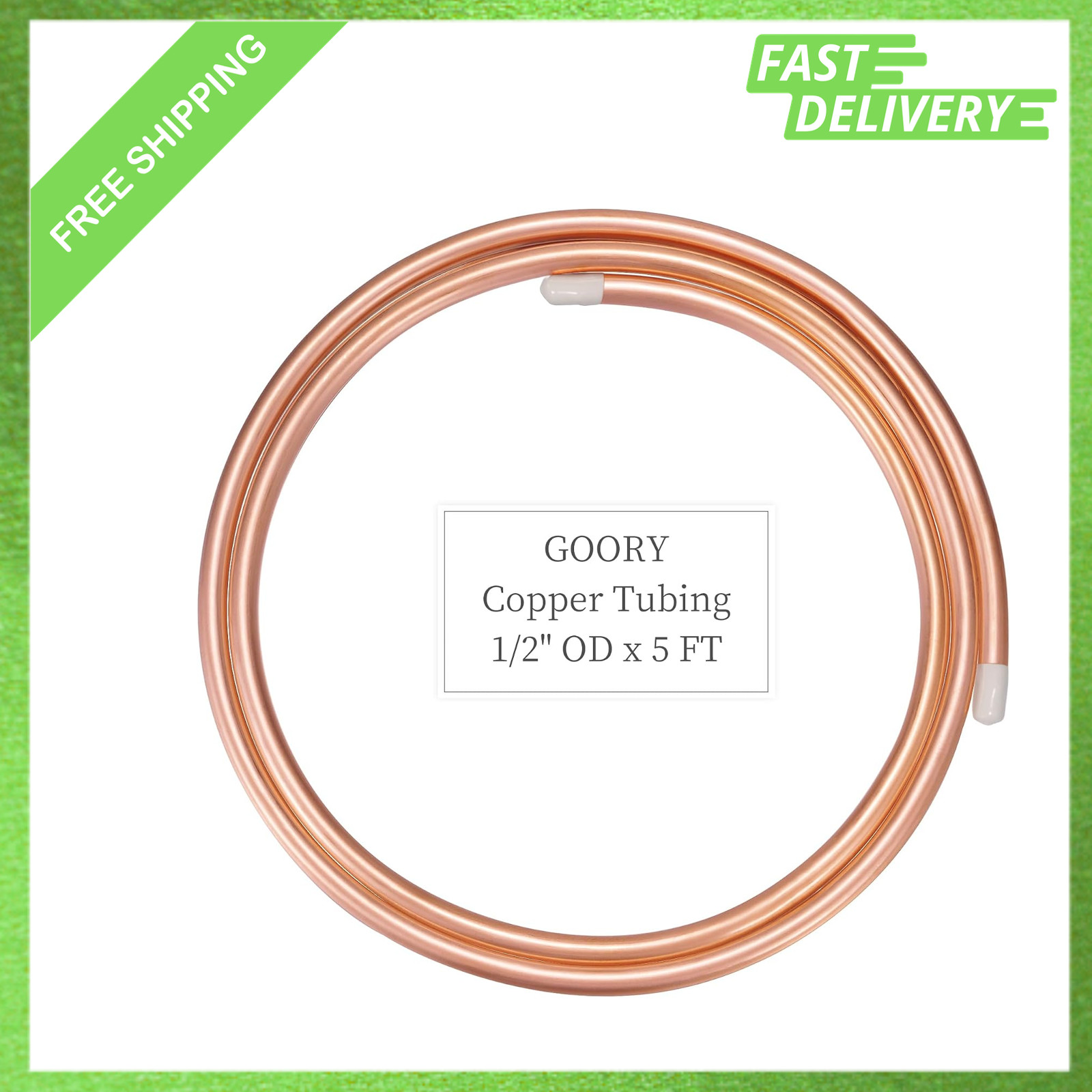 Copper Tubing 1/2 Inch OD x 0.445 Inch ID x 5 Feet UNS C12200 Seamless HVAC