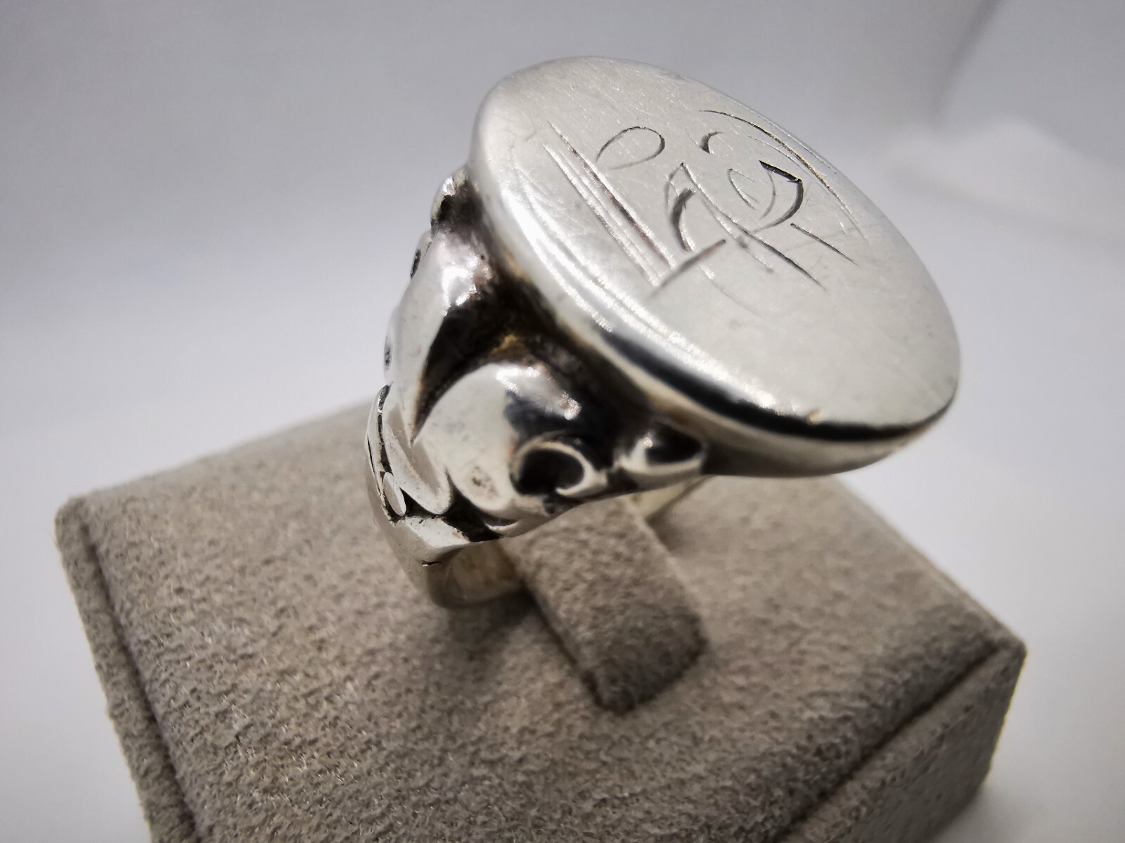 Initial Signet Ring Silver Antique Monogram "Lf" … - image 6