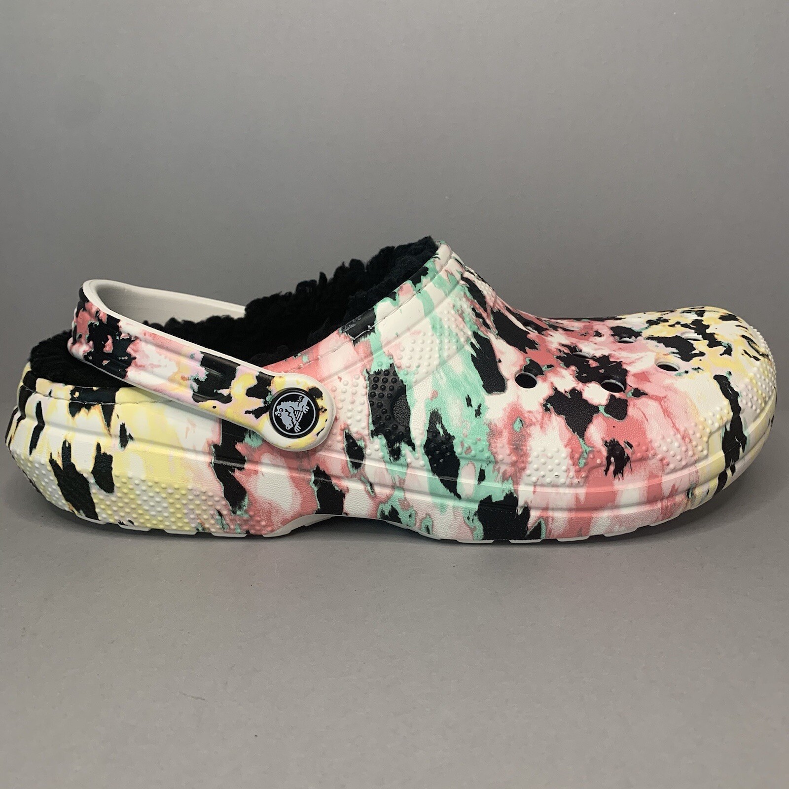 Crocs Classic Fuzzy Lined Tie Dye Clogs 