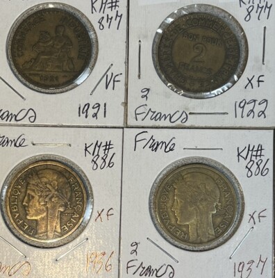 France 1921 - 1998 Two 2 Francs 29 Coin Lot Collection VF to France 1921 - 1998 Two 2 Francs 29 Coin Lot Collection VF to