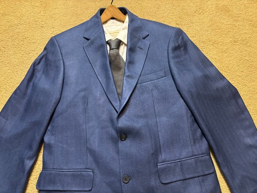 Gianfranco Ruffino Italy 100% Silk Blue Sport Coat Dinner Blazer Suit Jacket 40R - Picture 7 of 11