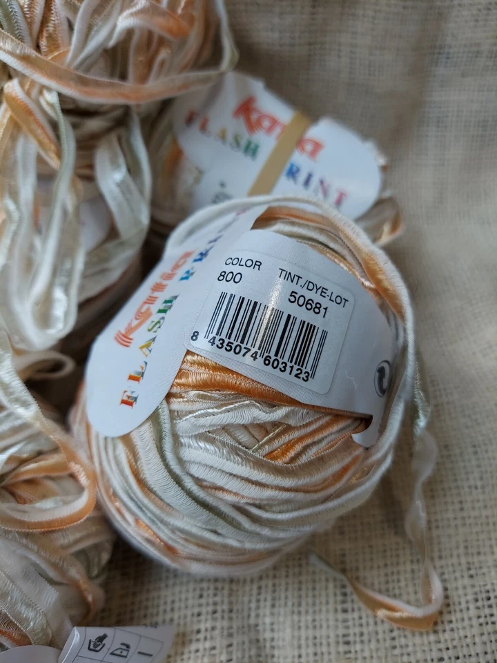 Hilo Cinta Katia FLASH PRINT #800 Melocotón y Verde Hecho en España Foto 3 de 4