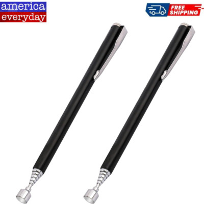 2PcsMagnetic Telescoping Pick-Up Tool with Pocket Clip 3 Lb Extendable Magnetic