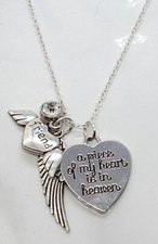 "A piece of my heart is in heaven" Memorial Necklace for Friend - Sympathy Loss