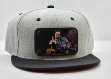 Johhny Cash Hat,Decky,Flat Bill,Snapback,Metal Patch 