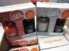 2 SALLY HANSEN MIRACLE GEL NAIL POLISH & TOP COAT DUO #640 &  #411 BA-BLOOM