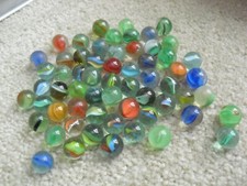 Large Lot of Vintage Green Glass Swirl Glass Marbles 5/8" Diameter